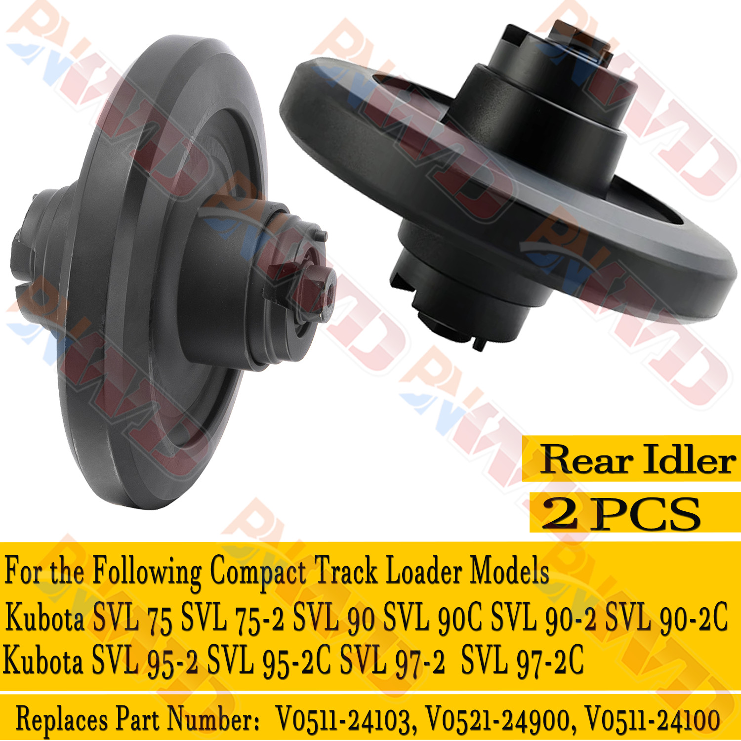 2PCs Rear Idler V0631-24900 For Kubota SVL75 SVL90 SVL90-2 SVL95-2