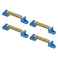 4 Pcs Ground Bus Bar 10 Positions Brass Terminal Grounding Bar Blue