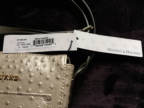 NEU Dooney & Bourke Umhängetasche MARLEE Oyster Grey Ostrich Embossed Leather - Bild 4 von 11