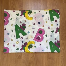 Vintage Barney ABCs Logo Flat Bedsheet Size Toddler