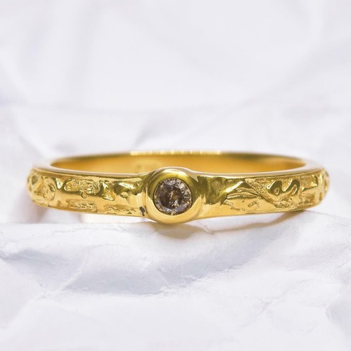 Ring size 7.5 Gold Vermeil Sterling Silver Genuine Natural 0.08ct Diamond 2.25 g - Picture 2 of 9