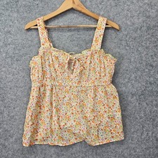 Floral Pajama Top Womens Medium Yellow Multi Ditsy Ruffle Trim OLD NAVY Love You