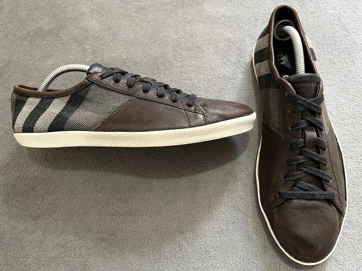 Genuine Authentic Brown Burberry Check Print Trainers Size UK 8