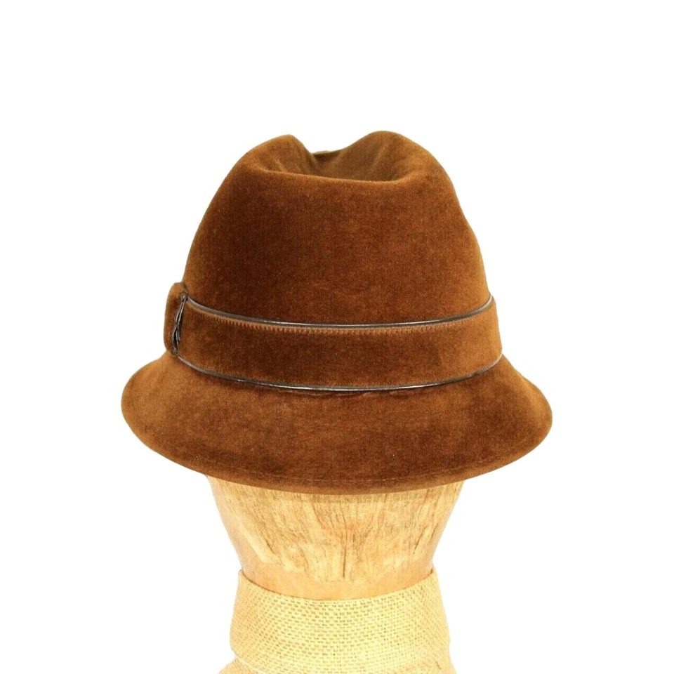 RETRO vtg The Stetson Playboy Fedora Hat size 7 Brown 3x Fur With feather - Image 3 of 4