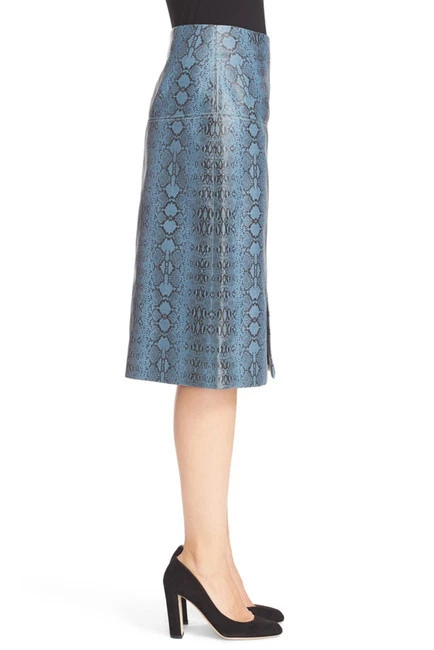 SAIA LÁPIS COURO SINTÉTICO ESTAMPA COBRA AZUL REBECCA TAYLOR US$ 495 NOVA SEM ETIQUETAS TAMANHO 4 - Imagem 4 de 4