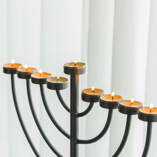 New Modern Silver 9 Branch Lighting Thin Pipe Hanukkah Menorah, Metal-Aluminum - Picture 8 of 23
