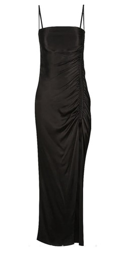 Free People Shona Joy Black Thalia Ruched Bias Midi Dress Size XS-S UK RRP $295 - Picture 6 of 7