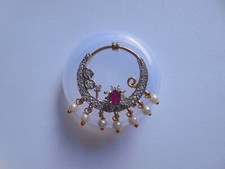 Hermoso anillo de fosa nasal prensado nariz cristal aro decorado boda novia
