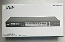 NEW InVid Tech VIS-LRPOE24-2AN 24-Port PoE Ethernet Switch with 2 Uplink Ports