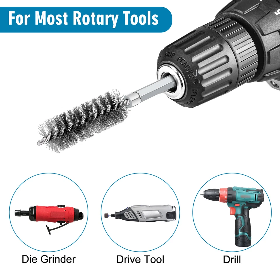Cepillo de alambre de acero inoxidable 24 piezas vástago de 1/4" para limpieza de taladro eléctrico Foto 4 de 4