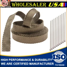 1" 50Ft Titanium Basalt Manifold Header Exhaust Pipe Heat Wrap +10Ties Kit
