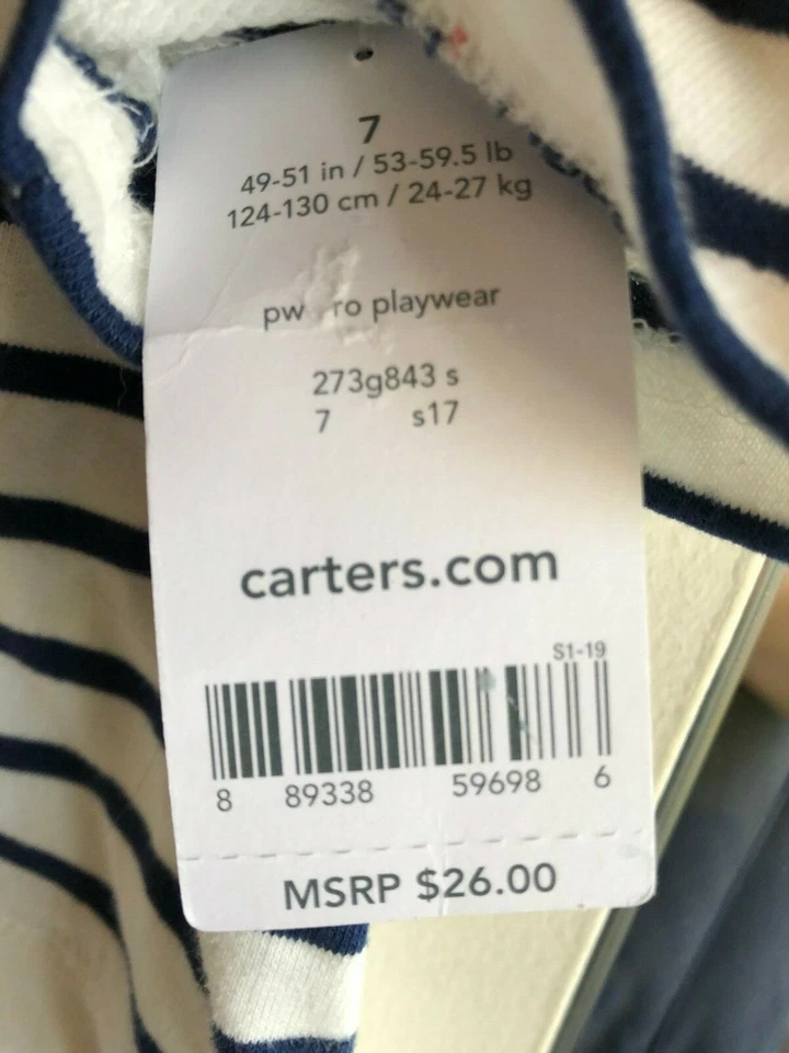 Camisa y falda vaquera Carter de una pieza para niñas talla 7 ~ nueva con etiquetas ~ venta al por menor $26 Foto 2 de 3