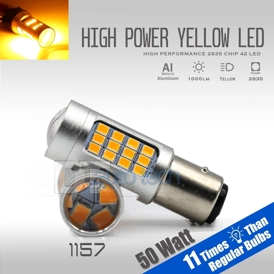 Светодиодные желтые желтые дневные ходовые огни указатели поворота парковочные боковые габаритные лампы Symagneticusa 1157 - Изображение 2 из 4