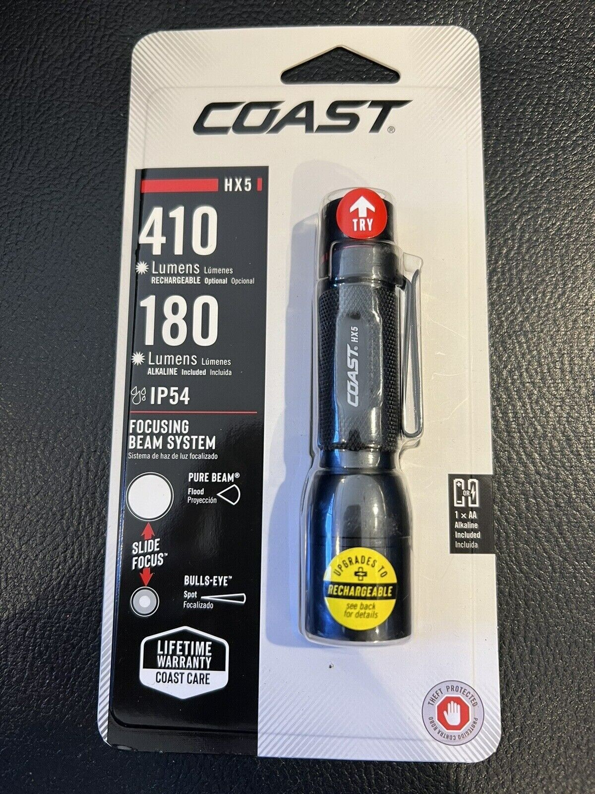 Coast HX5 LED Flashlight - 130 Lumens, Focusable Beam, Uses AA Batteries - View #8
