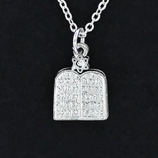 TEN COMMANDMENTS Necklace on Chain or Charm Only - Pewter Tablets Star of David