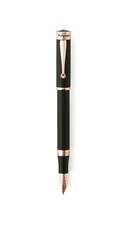 Montegrappa Ducale Black with rose-Au-trim Fountain pen steel Broad nib MIB