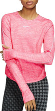 Women's Nike Long-Sleeve Running Top S Pink Reflective Slim Fit Training New