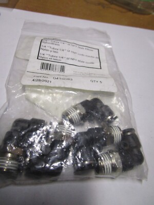 1/4'' Tube x 1/4'' Male NPTF 90° Nylon Push-to-Connect Swivel Elbow QTY 5