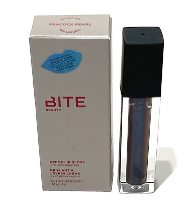 BITE BEAUTY Crème Lip Gloss PEACOCK PEARL Resveratrol  .14 Oz Full Size NEW wBOX