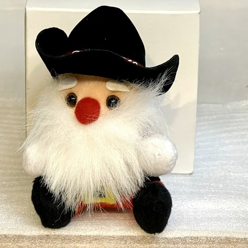 Santa W/Cowboy Hat 5” Tall Stuffed Christmas Tree Ornament Says Branson MO. - Picture 7 of 7