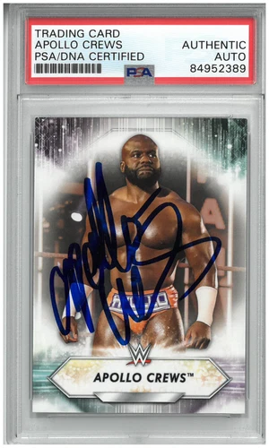 APOLLO CREWS SIGNED AUTOGRAPH SLABBED WWE 2021 TOPPS CARD PSA DNA