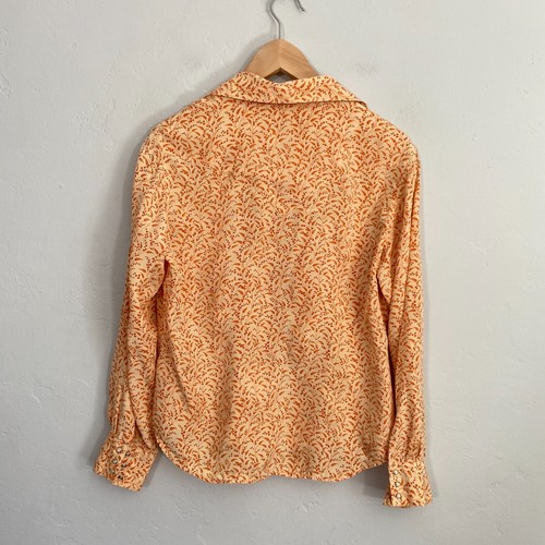 Ryan Michael Silk Floral Top Women Size Medium Orange Floral Pearl Snap - Picture 9 of 11