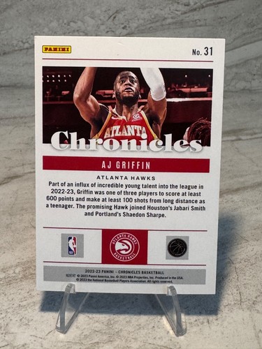 2022-23 Panini Cronache - Cronache AJ Griffin #31 (RC) - Foto 2 di 2