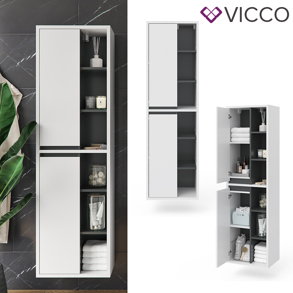 VICCO mueble de pared VIOLA blanco - mueble alto suspendido con 2 puertas