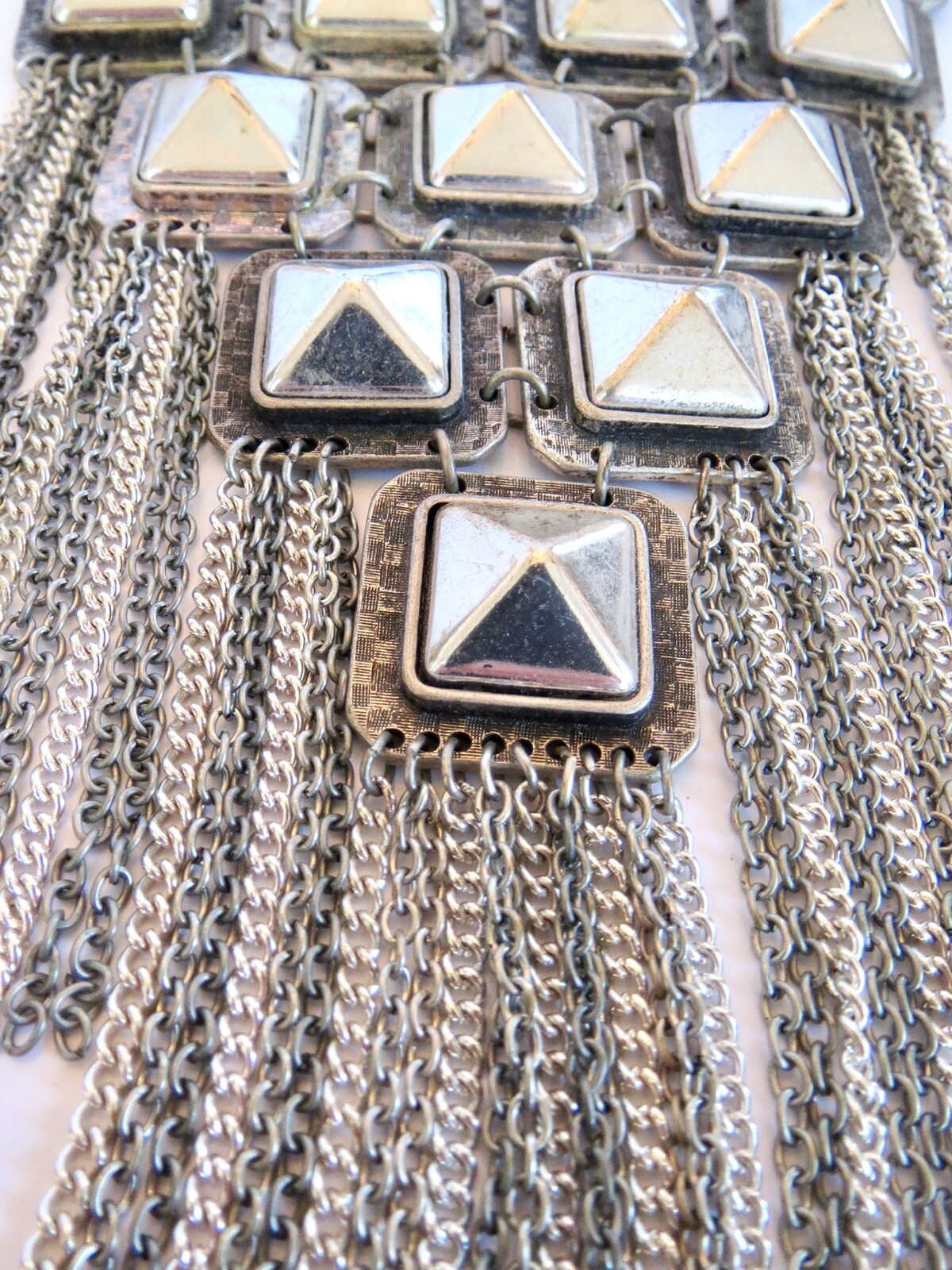 Dramatic STATEMENT NECKLACE Silver Tone Cascading… - image 2