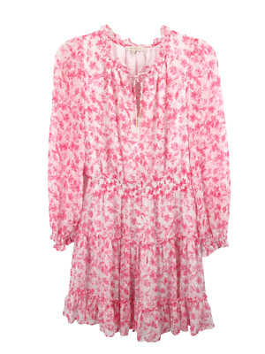 ANTHRO SKIES ARE BLUE Midi Prairie Cottage Core Dress Women XS Pink Floral Boho