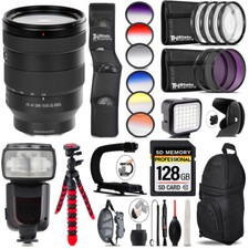 Sony FE 24-105mm f/4 G OSS Lens LED Light - 128GB Accessory Bundle
