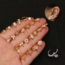 Tiny Helix Cartilage Tragus CZ Ear Piercing Huggie Hoop Earring Punk Jewellery