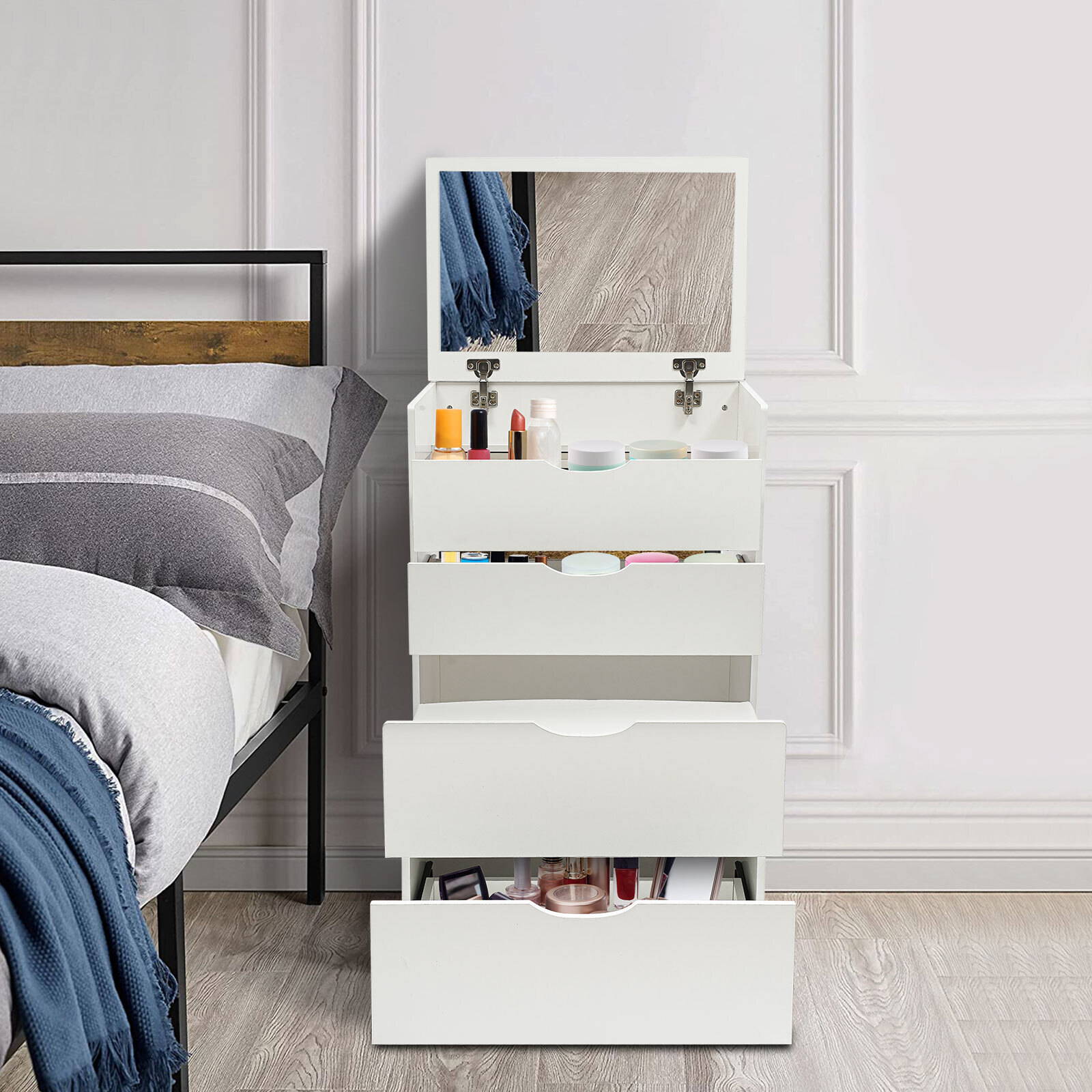 Makeup Vanity Table Dressing Table Three Drawers Vanity Desk White Makeup Table