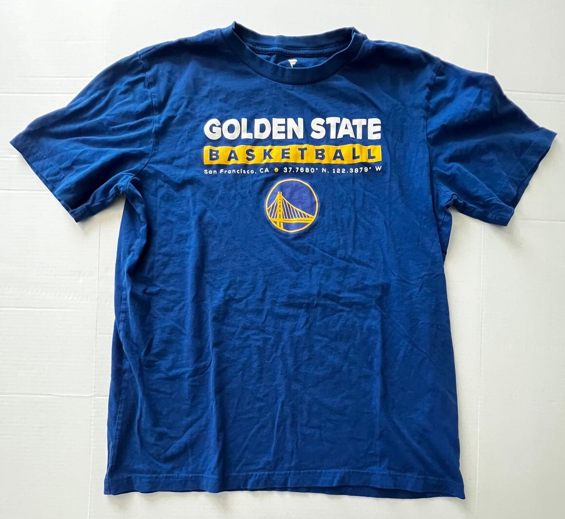 Fanatics NBA Golden State Warriors Basketball Longitude Latitude Blue T Shirt XL