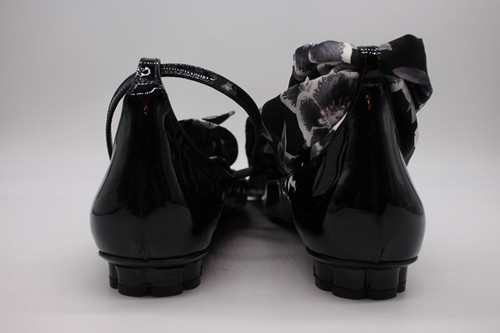 Salvatore Ferragamo Cefalu Black Patent Leather Ballet Foulard Bow Flats $695 - Picture 7 of 10