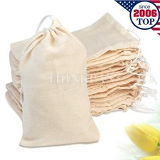Lot of Cotton Muslin Filter Bags Drawstring for Coffee Tea Herb Soap,4x6"