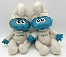 2 BABY SMURF PLUSH WITH VINYL HEADS, HANDS TAIL 14" TALL SEATED