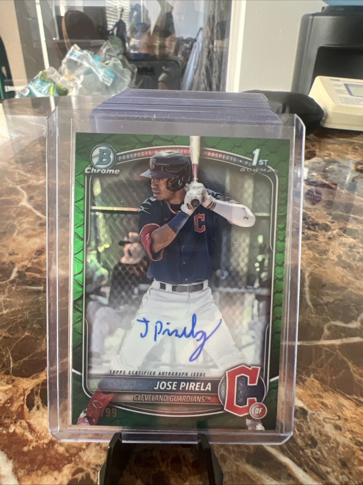 Jose Pirela 1st Green Reptilian Auto /99 Guardians #CPA-JP 2025 Bowman Chrome