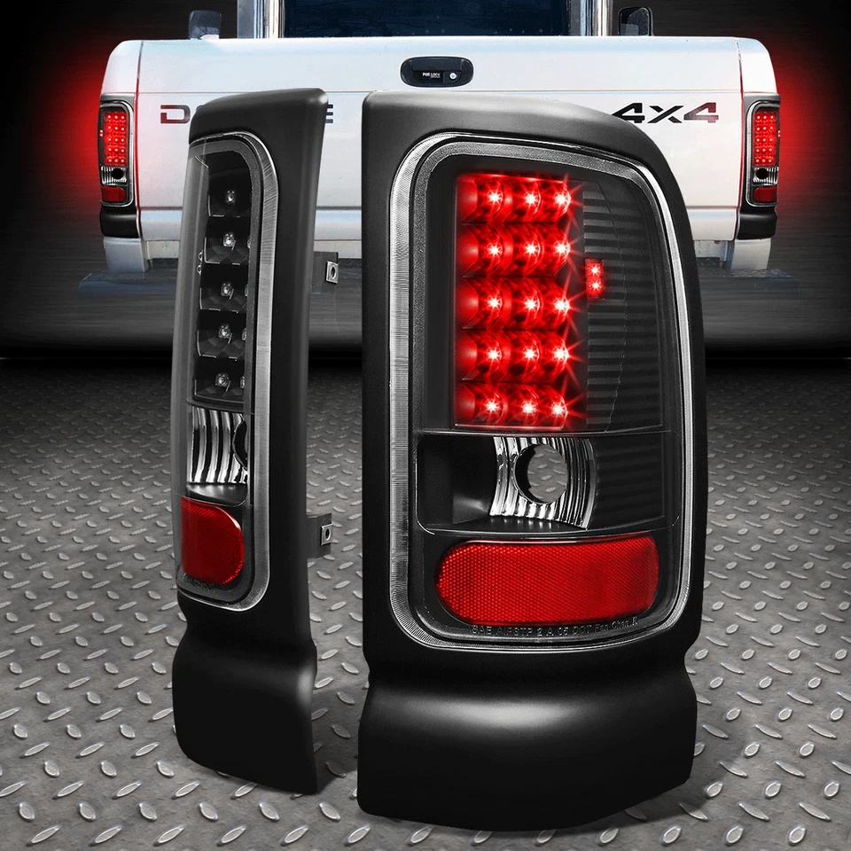 CARCASA NEGRA LUZ TRASERA LED TRANSPARENTE + TERCERA LÁMPARA DE FRENO PARA 94-02 DODGE RAM 1500-3500 Foto 2 de 4