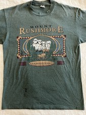 Vintage 90s Mount Rushmore South Dakota Jerzees Made In USA Green TShirt size XL