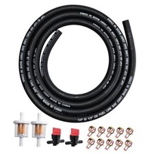 1/4" ID Fuel Line Braided NBR Rubber Hose 1/4" ID w/Filters Valves Clamps