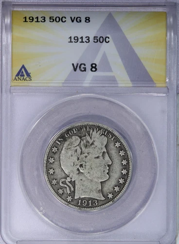 1913 Barber Half Dollar 50c ANACS VG 8