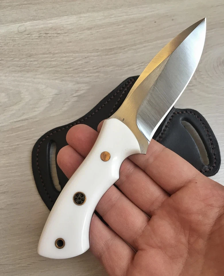 Taschenmesser Handgeschmiedet – Jagdmesser Outdoor Survival mit Lederscheide - Bild 2 von 4