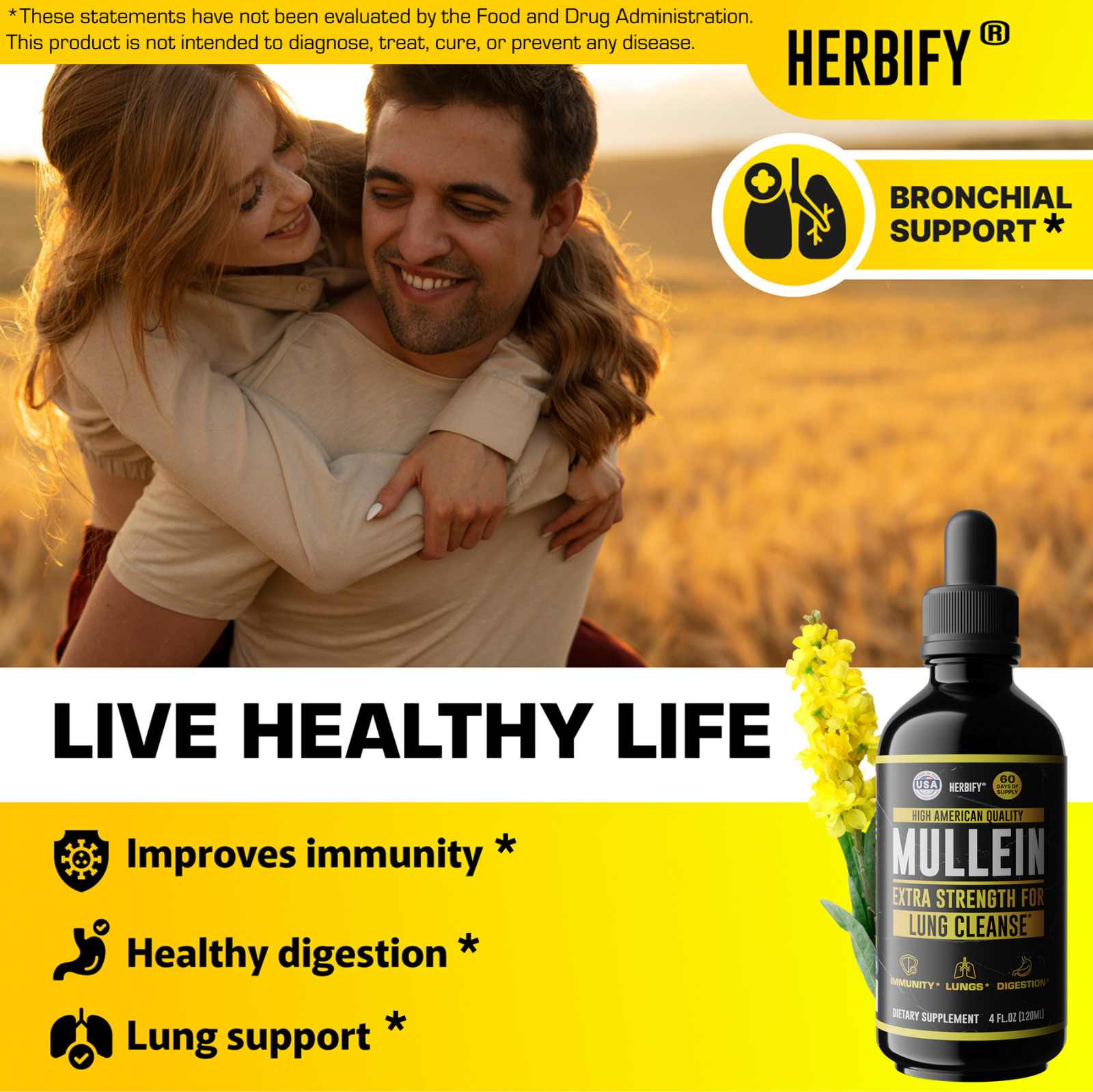 Mullein Drops 4oz  Lung Cleanse Detox for Smokers Respiratory Immune Support