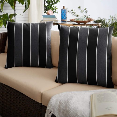 Sunbrella Peyton Granite Outdoor Knife Edge Throw Pillows (2-Pack) - Picture 6 of 6