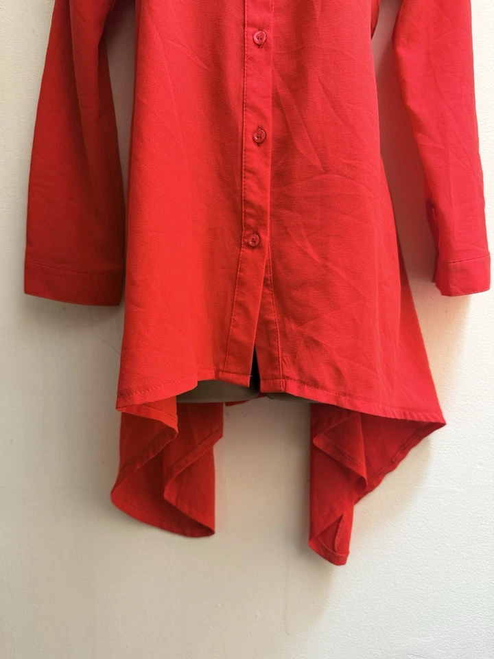 Arrogant Cat Red Blouse Asymmetrical Pleated Shirt Size Small  - Image 4 of 4