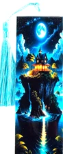 PARADISE ISLAND MANSION,CASTLE, BEACH, FAIRY UNIQUE EXQUISITE LAMINATED BOOKMARK