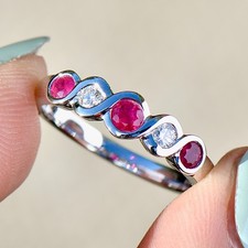 Ruby and Diamond Five-Stone Infinity Design 18ct White Gold Band (0.49ct)