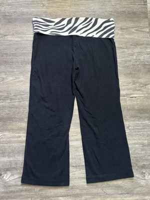 Y2K Foldover Capri Med 7-9 Black White Animal Print Capri Stretch