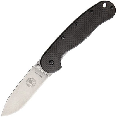 ESEE Messer Avispa, D2 Werkzeugstahl-Klinge mit Stonewash-Finish, CF schwarz